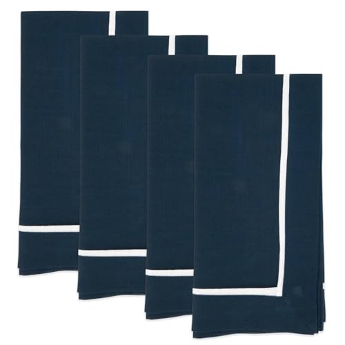 Fennco Styles Pleated Design Red Cloth Napkins 20" W x 20" L, Set of 4 - Classic Border Dinner Napkins for Home Décor, Everyday Use, Christmas, Banquets and Special Events