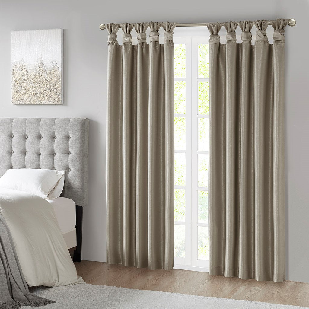 Twist Tab Total Blackout Window Curtain Panel Pewter 50x95"