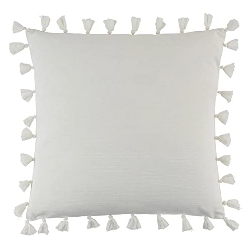 Fennco Styles Solid Tassel Cotton Decorative Throw Pillow 20" W x 20" L - Plain Cushion for Home, Couch, Living Room, Bedroom, Kids Room, Playroom, Bedroom and Office Décor