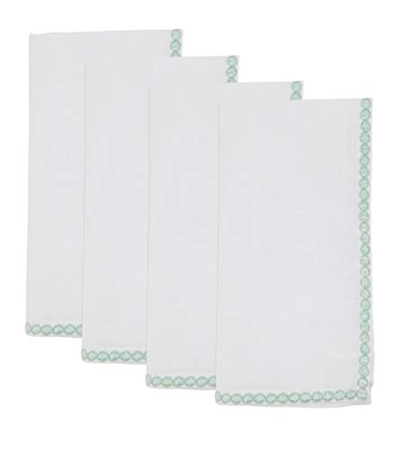 Fennco Styles Colored Lace Border 20 x 20 Inch White Cloth Table Napkins, Set of 4 for Dining Table, Dinner Parties, Wedding, Machine Washable