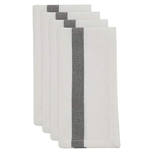 Fennco Styles Banded Design Cotton Cloth Napkins 20" W x 20" L, Set of 4 - Striped Dinner Napkins for Home Décor, Dining Table, Banquet, Family Gathering, Everyday Use, and Special Occasion