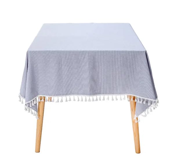 Fennco Styles Modern Houndstooth Design Everyday Tablecloth 40" W X 56" L - Yellow Cotton Blend Tassels Table Cover for Dining Room, Banquets, Holidays, Special Events and Home Décor