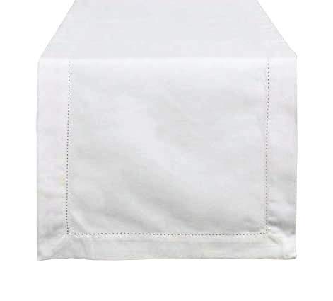 Fennco Styles Basic Collection Classic Handmade Hemstitch Trim Border 100% Pure Linen Tablecloth