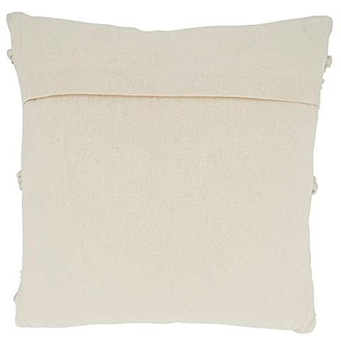 Fennco Styles Pom Pom Diamond Decorative Throw Pillow Cover 18" W x 18" L - Ivory Square Cushion Case for Home, Couch, Bedroom, Living Room and Office Décor
