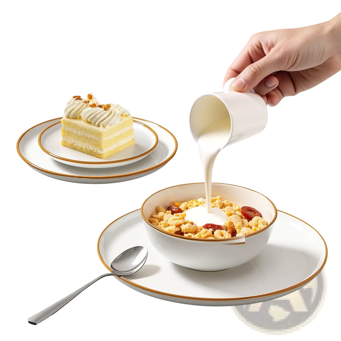 32 Pcs White Ceramic Dinnerware Set Service for 8