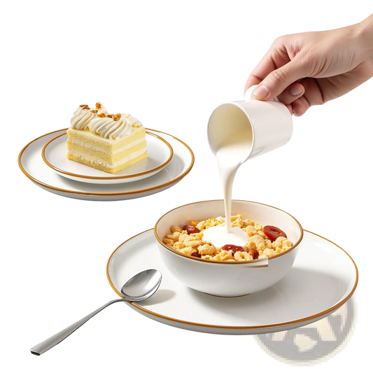 32 Pcs White Ceramic Dinnerware Set Service for 8