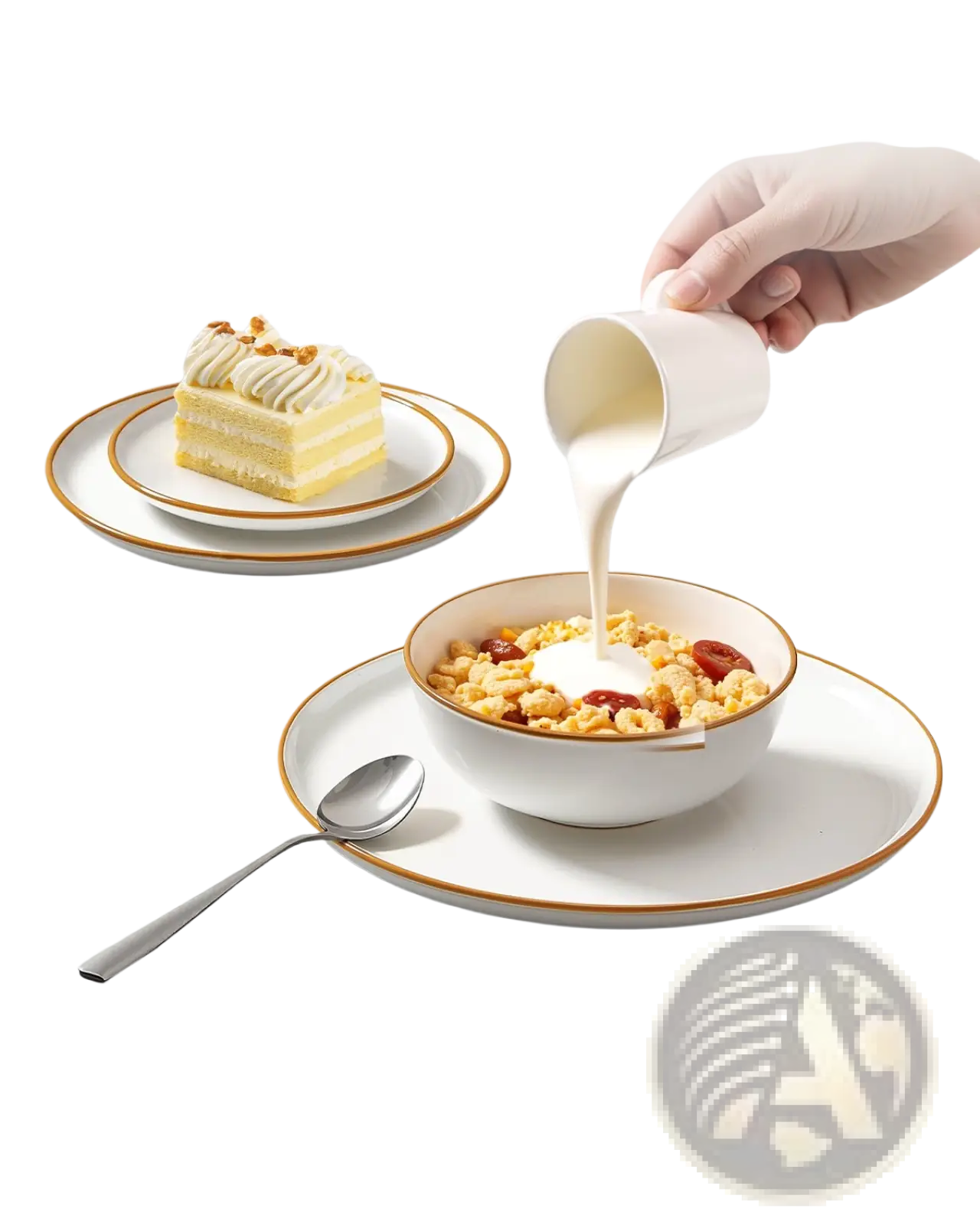 32 Pcs White Ceramic Dinnerware Set Service for 8