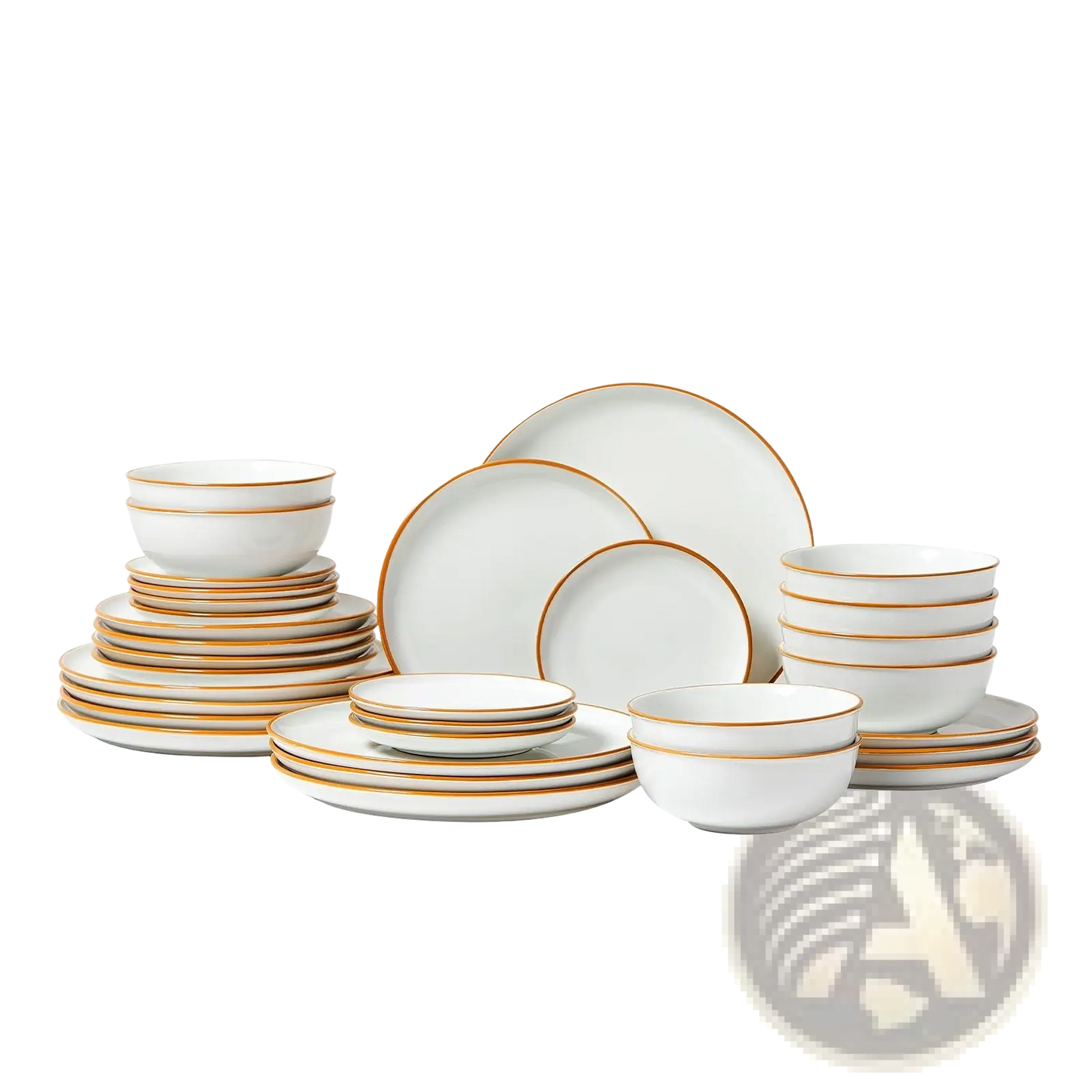 32 Pcs White Ceramic Dinnerware Set Service for 8