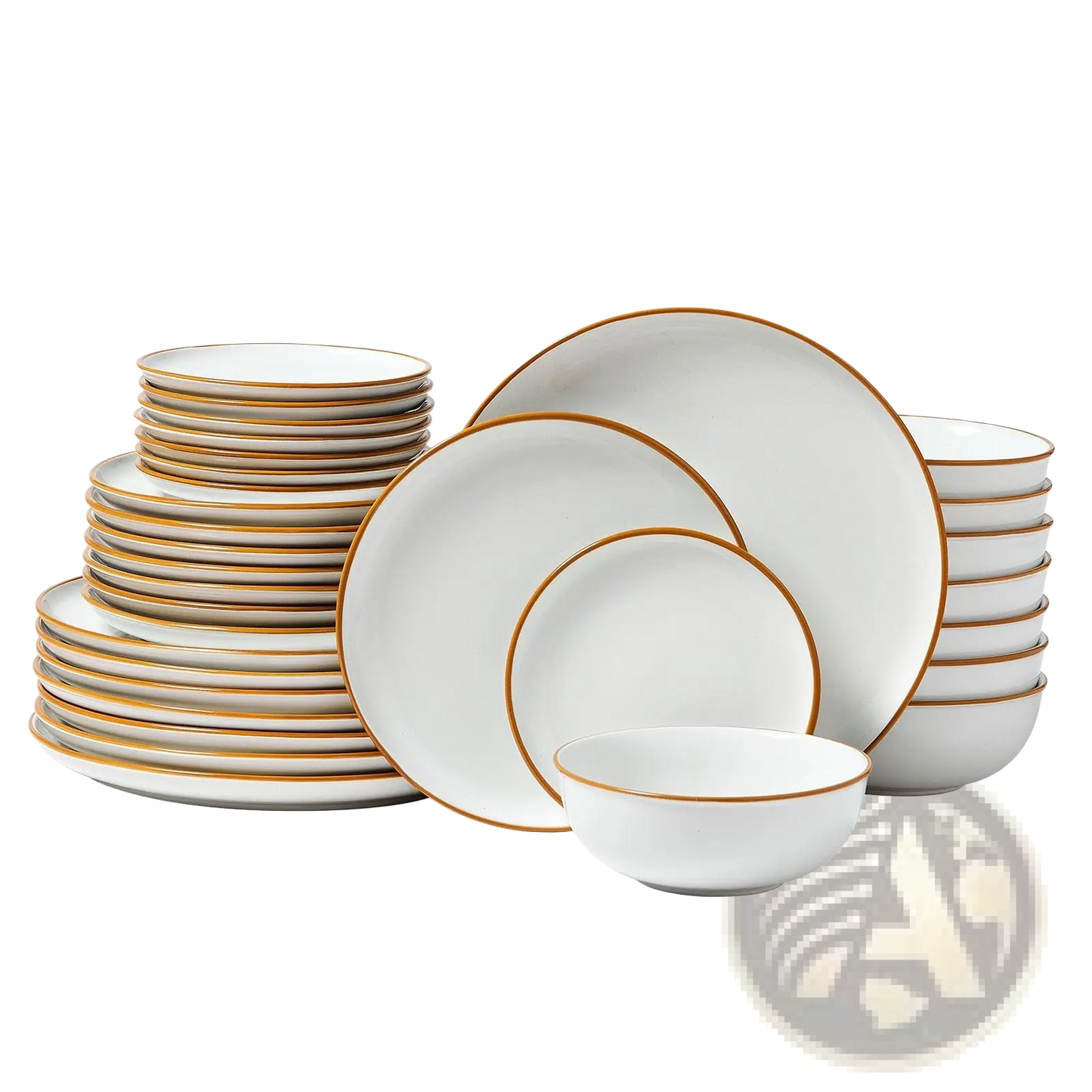 32 Pcs White Ceramic Dinnerware Set Service for 8