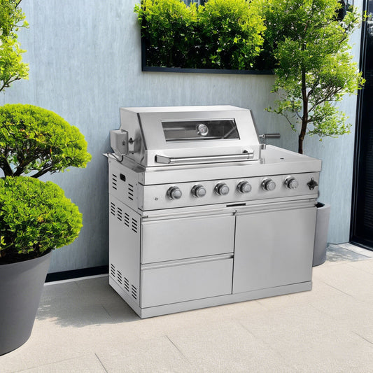 Gas Grill with Four Burners - Stainless Steel Outdoor Kitchen Islands