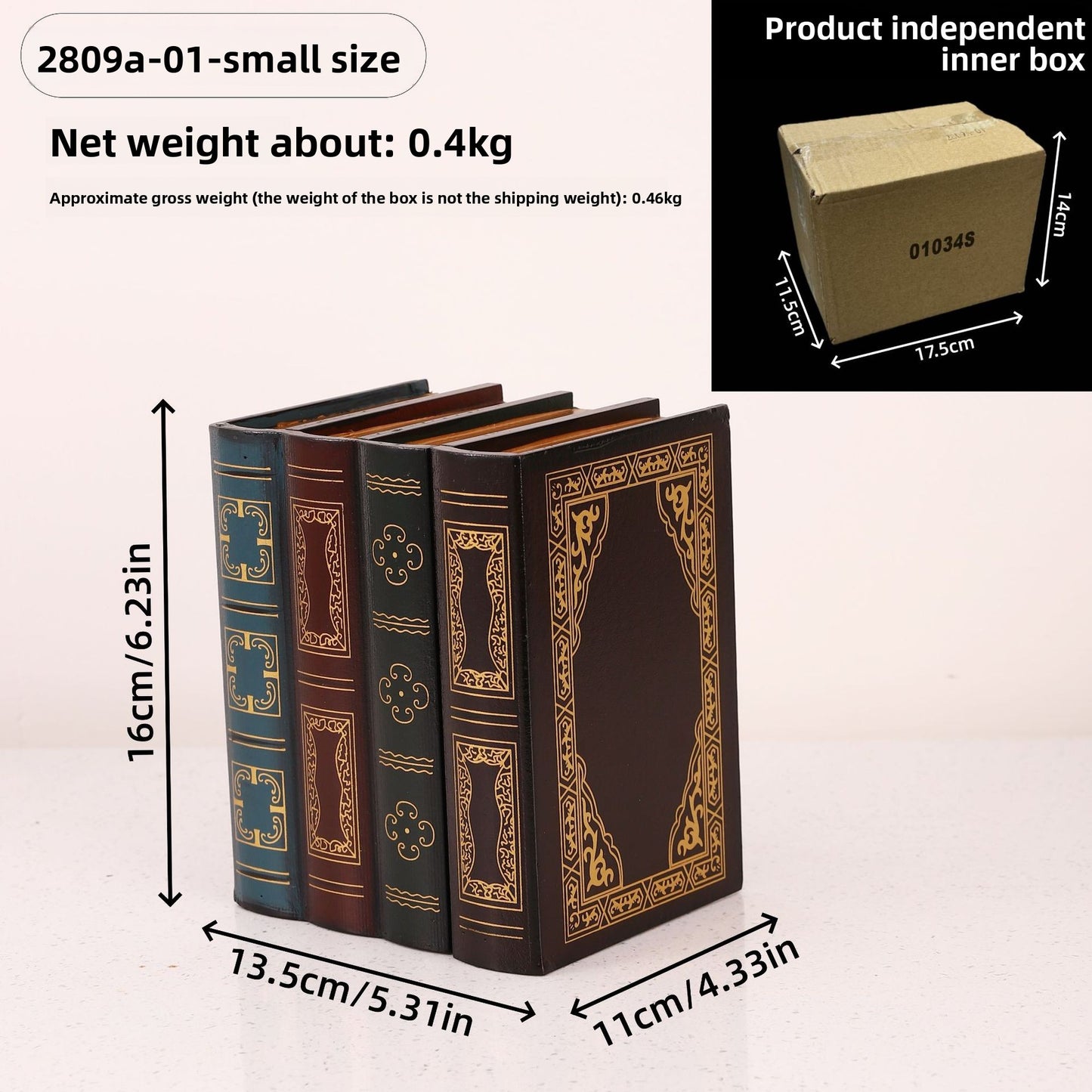 European Style Retro Fake Book Storage Box Decor