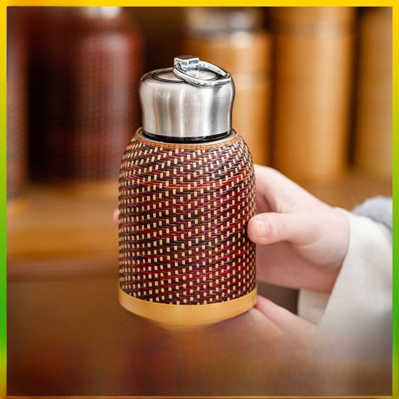 Handwoven Bamboo Stainless Steel Thermos Cup