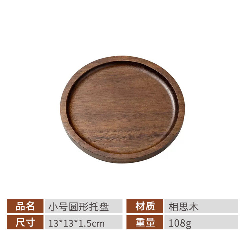Acacia Wood Tray Japanese-Style Tea Tray Household Solid Wood Dinner Plate Rectangular Coaster Wooden Tray Coffee Shop Cake Candy