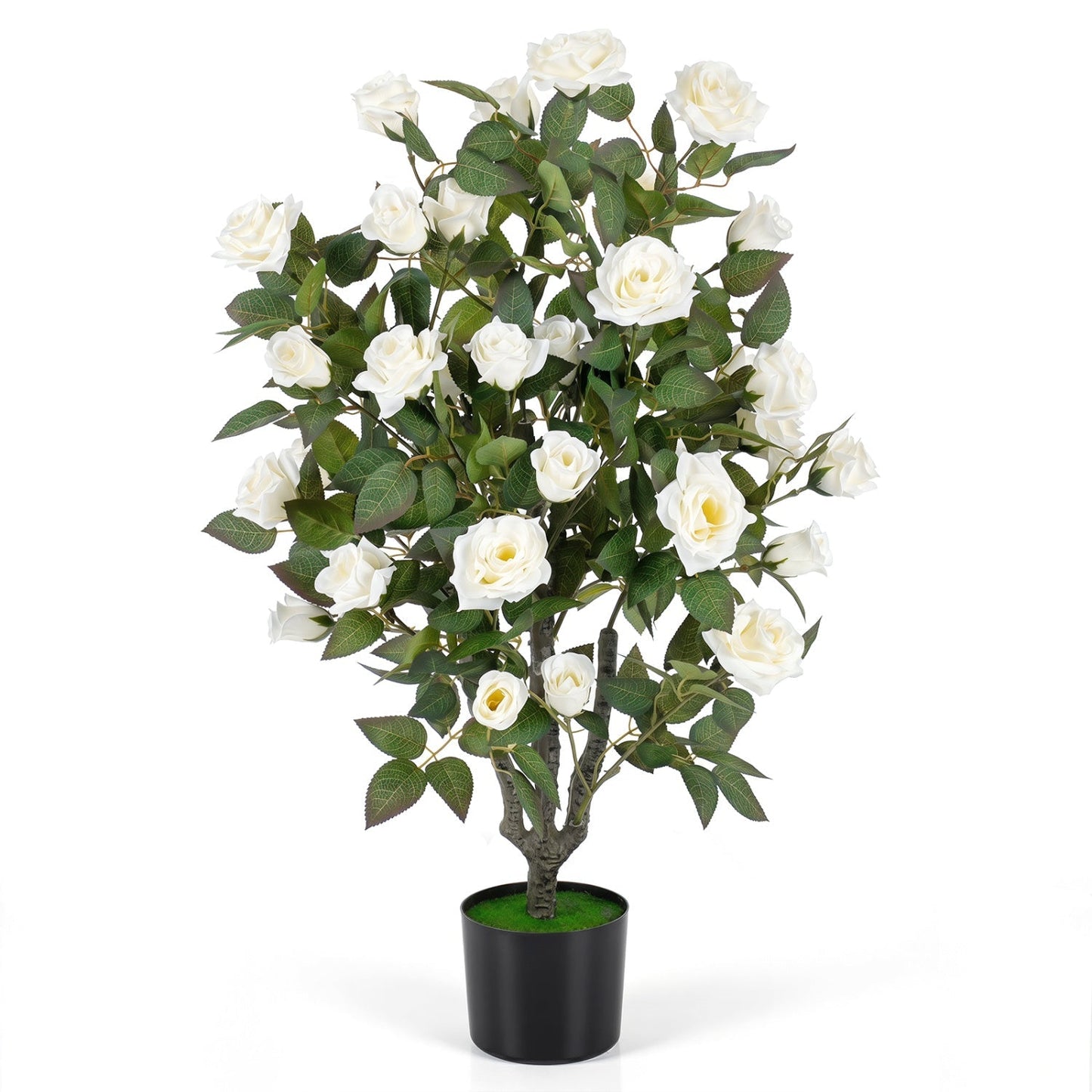 35.5" Artificial Rose Tree with Blooming Flowers in Pot