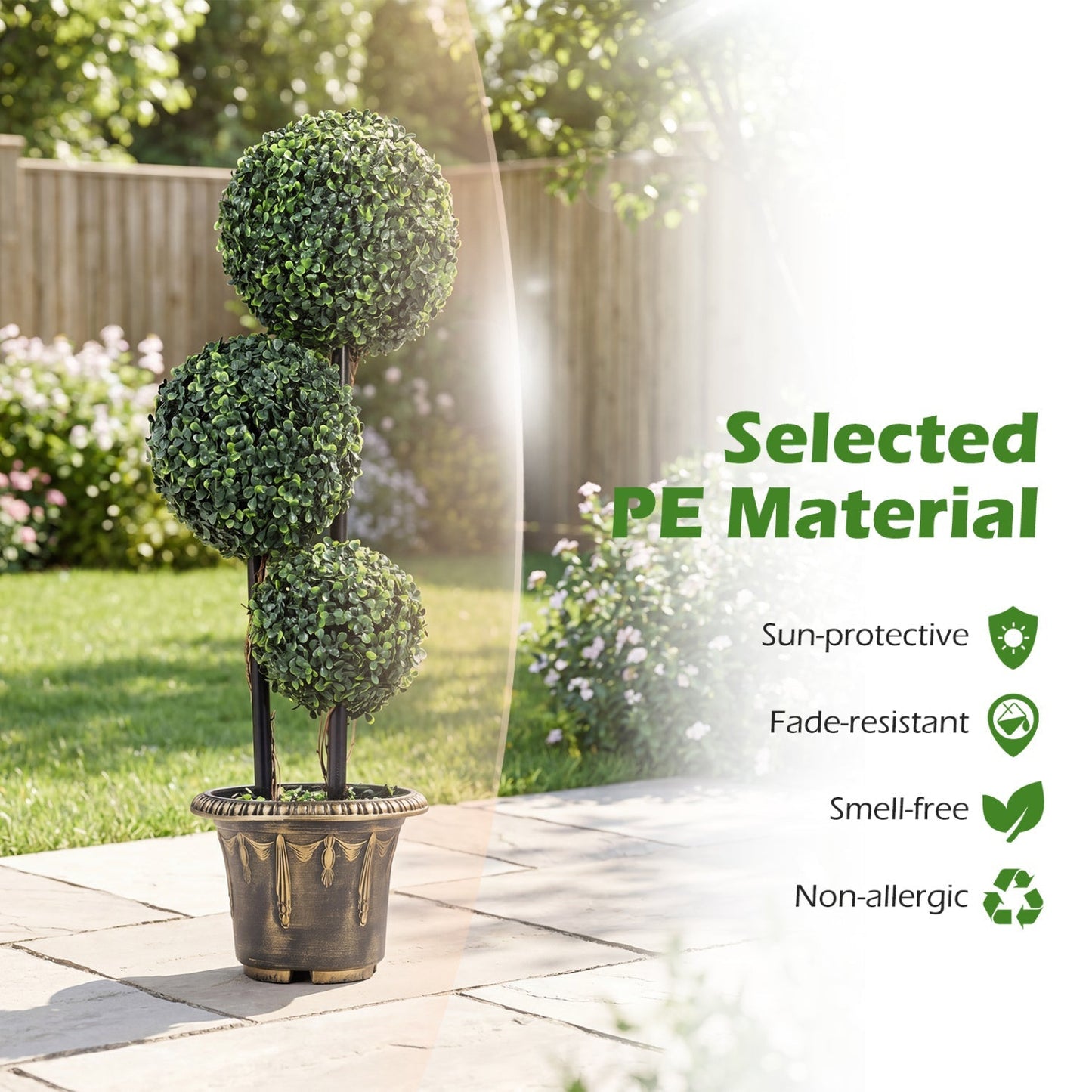 29 Inches Artificial Boxwood Topiary Tree Triple Ball Shrubs