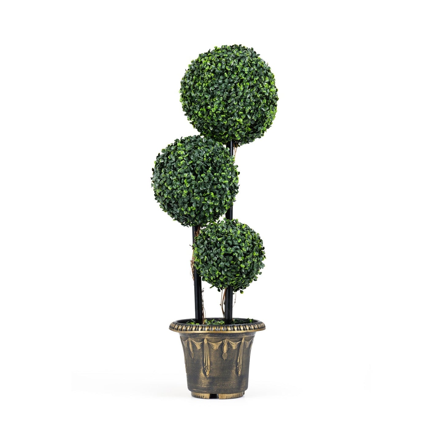 29 Inches Artificial Boxwood Topiary Tree Triple Ball Shrubs