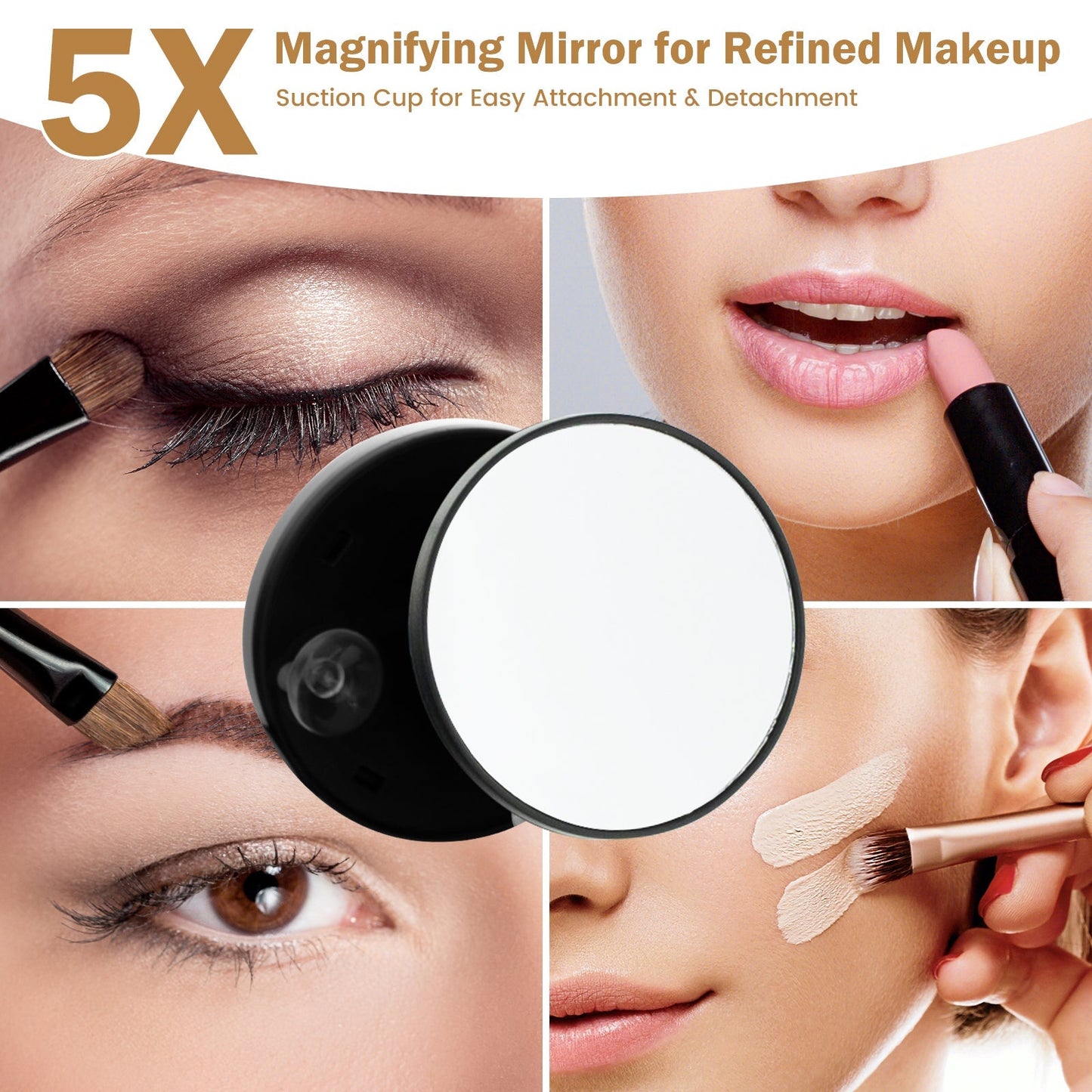360¬∞ Rotatable Vanity Makeup Mirror with 3 Color Lighting Modes and Touch Control-Black