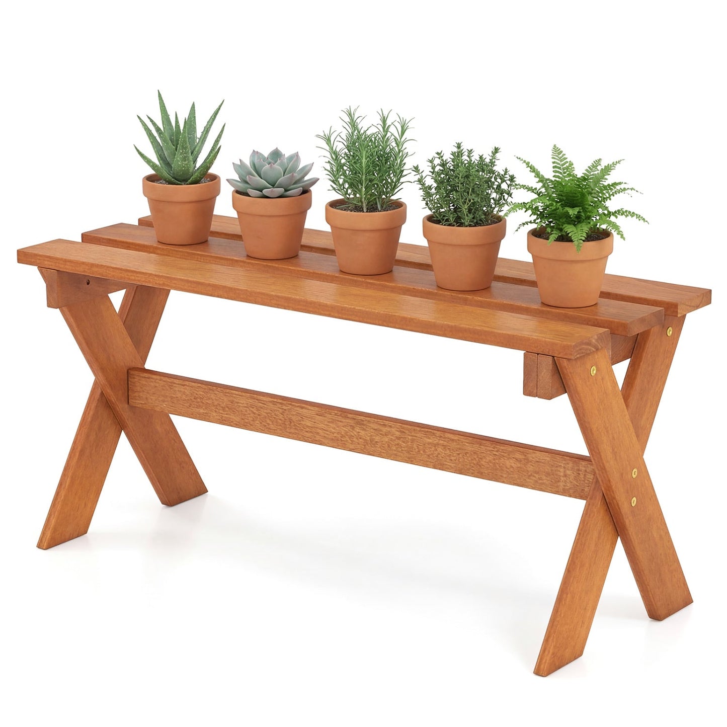 Outdoor Wood Bench Set of 2 - 36 Inch Backless Patio Seating