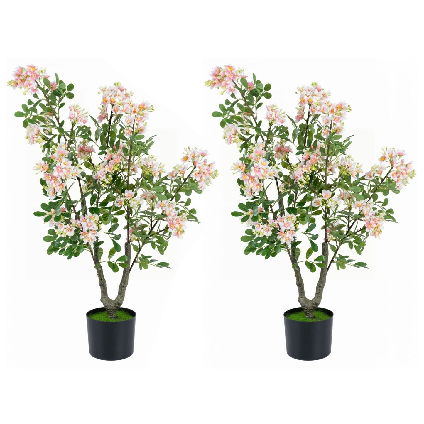 Artificial Impatiens Tree 36" with Flowers and Fruits - Pink