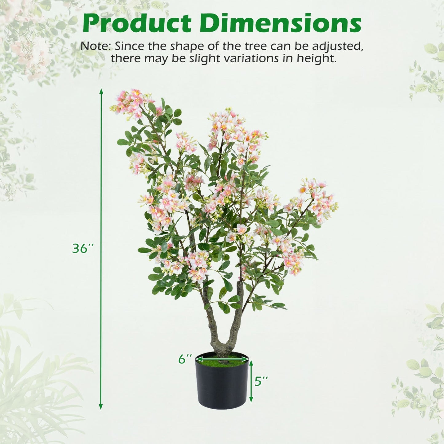 Artificial Impatiens Tree 36" with Flowers and Fruits - Pink
