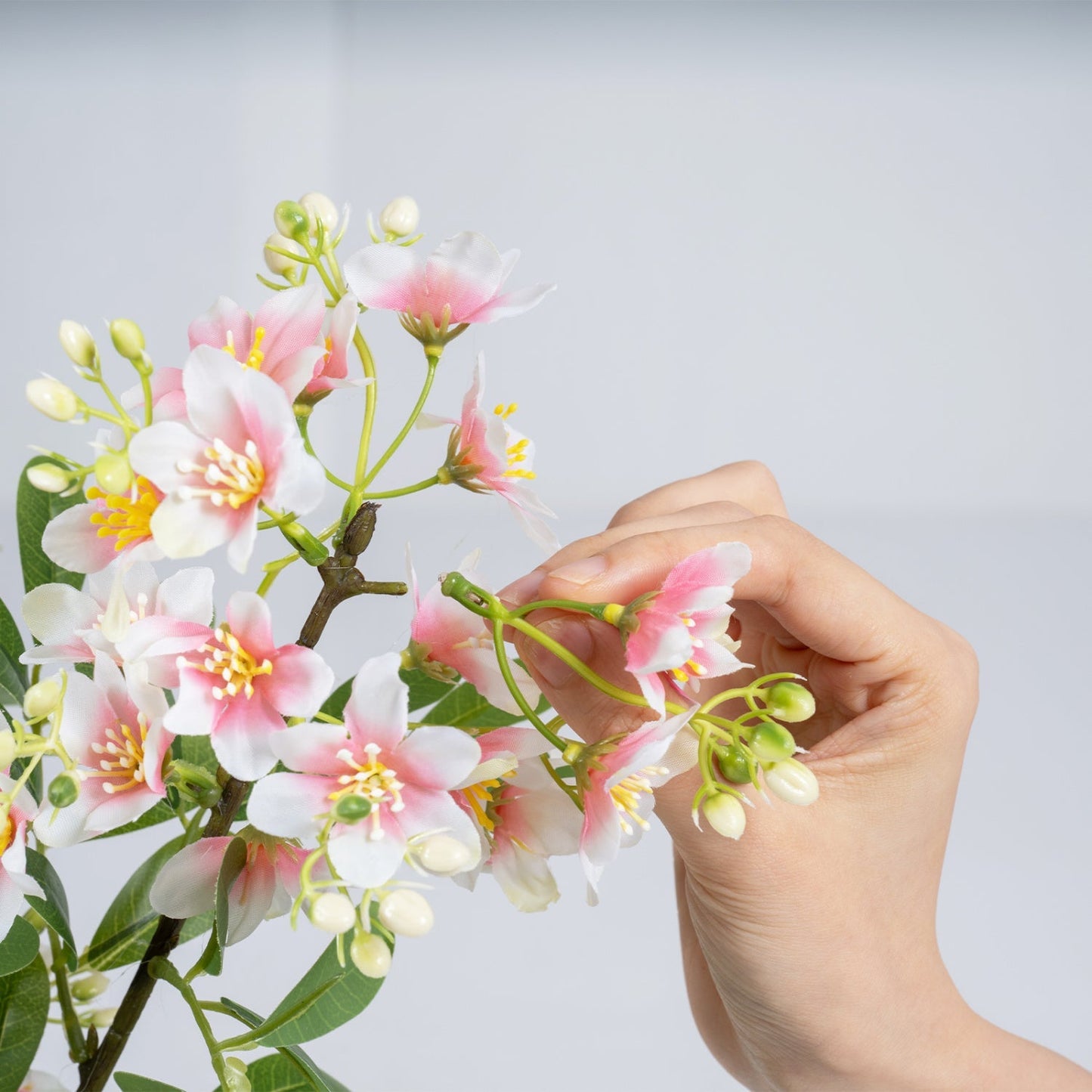 Artificial Impatiens Tree 36" with Flowers and Fruits - Pink