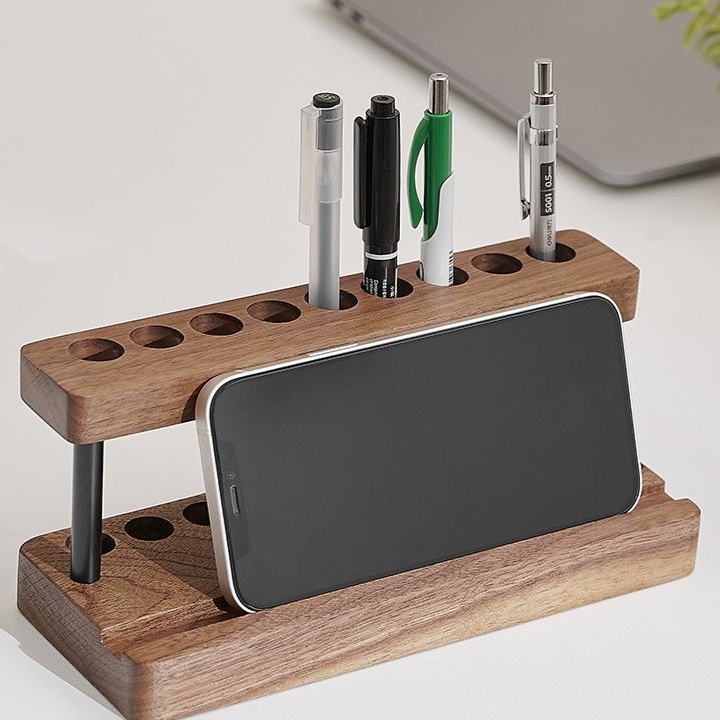 Multi-Functional Wooden Pen Holder