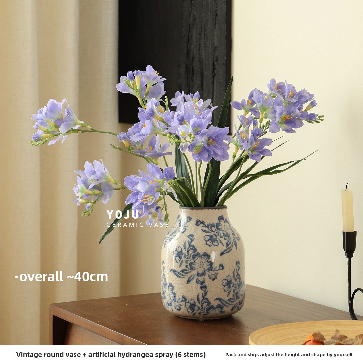 Blue and White Ceramic Vase for Home Decor