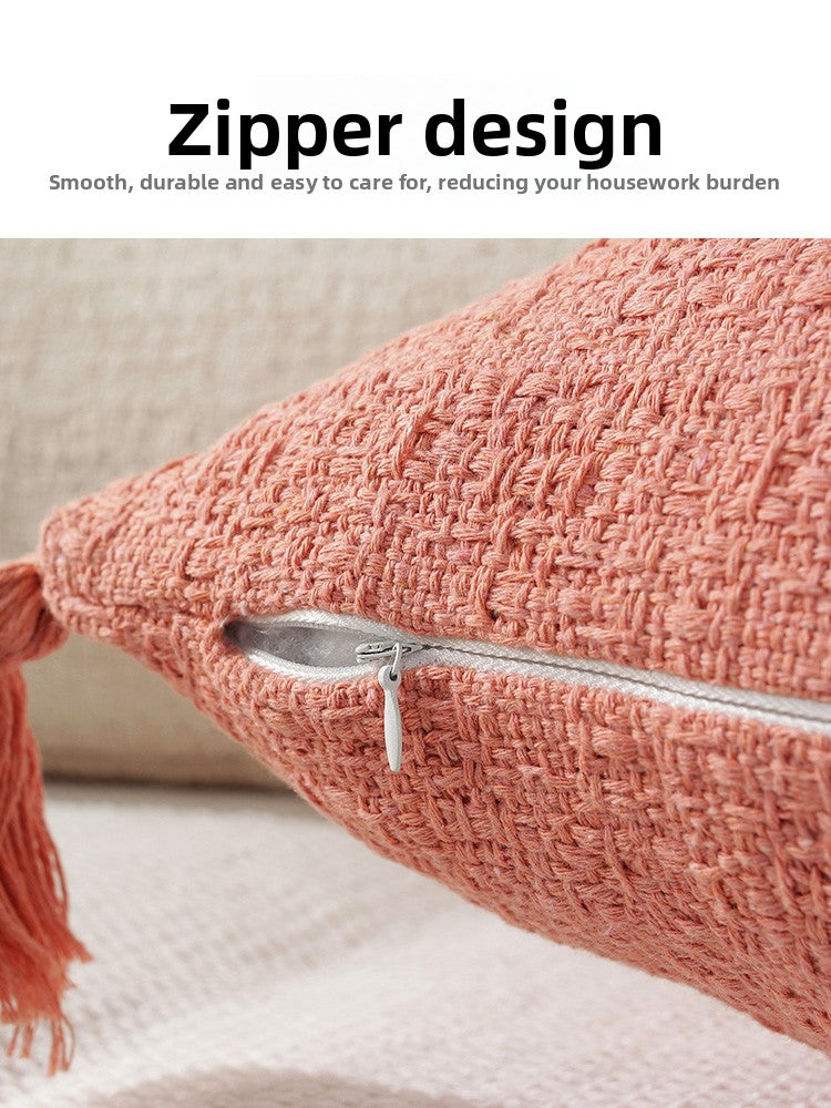 Cotton Linen Decorative Pillow and Lumbar Support Cushion