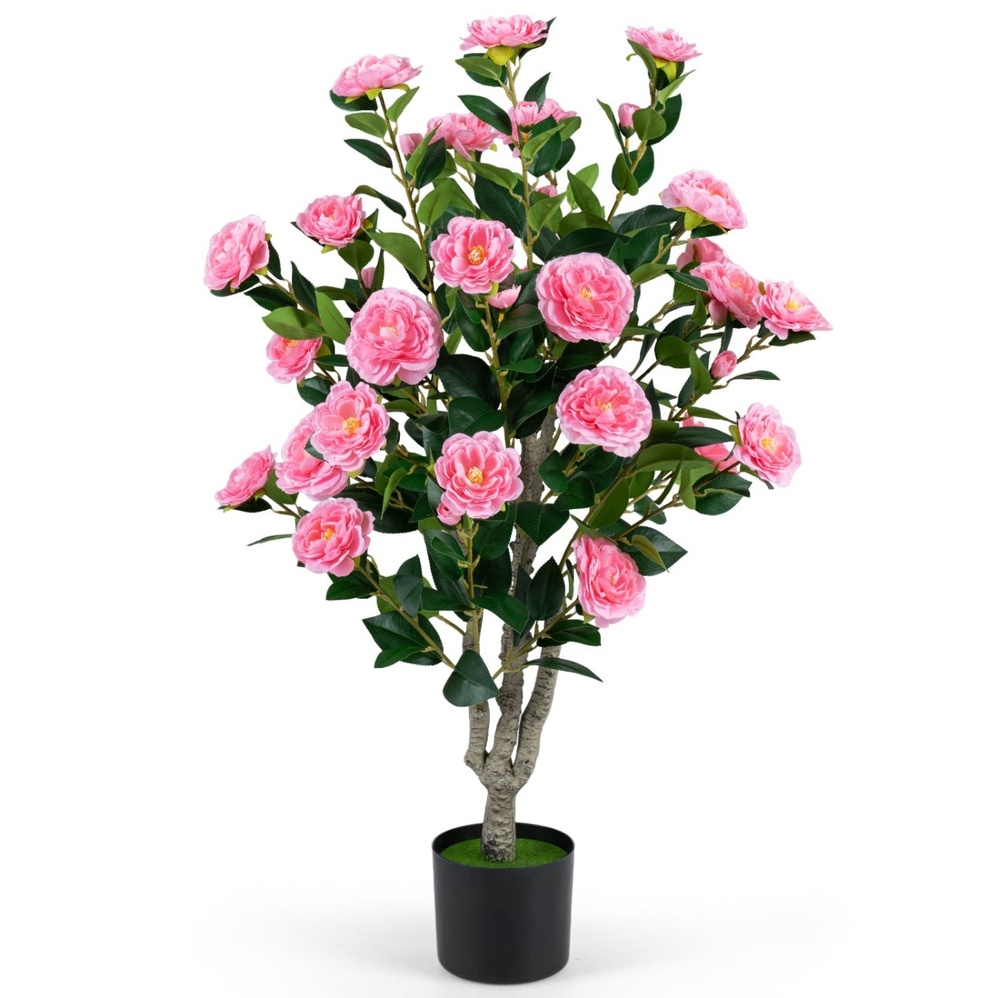 Artificial Camellia Tree 39.5" with Cement Pot