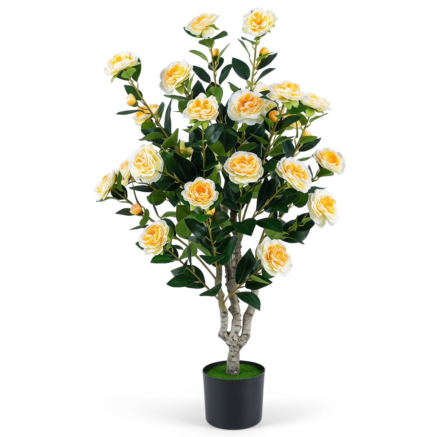 Artificial Camellia Tree 39.5" with Cement Pot