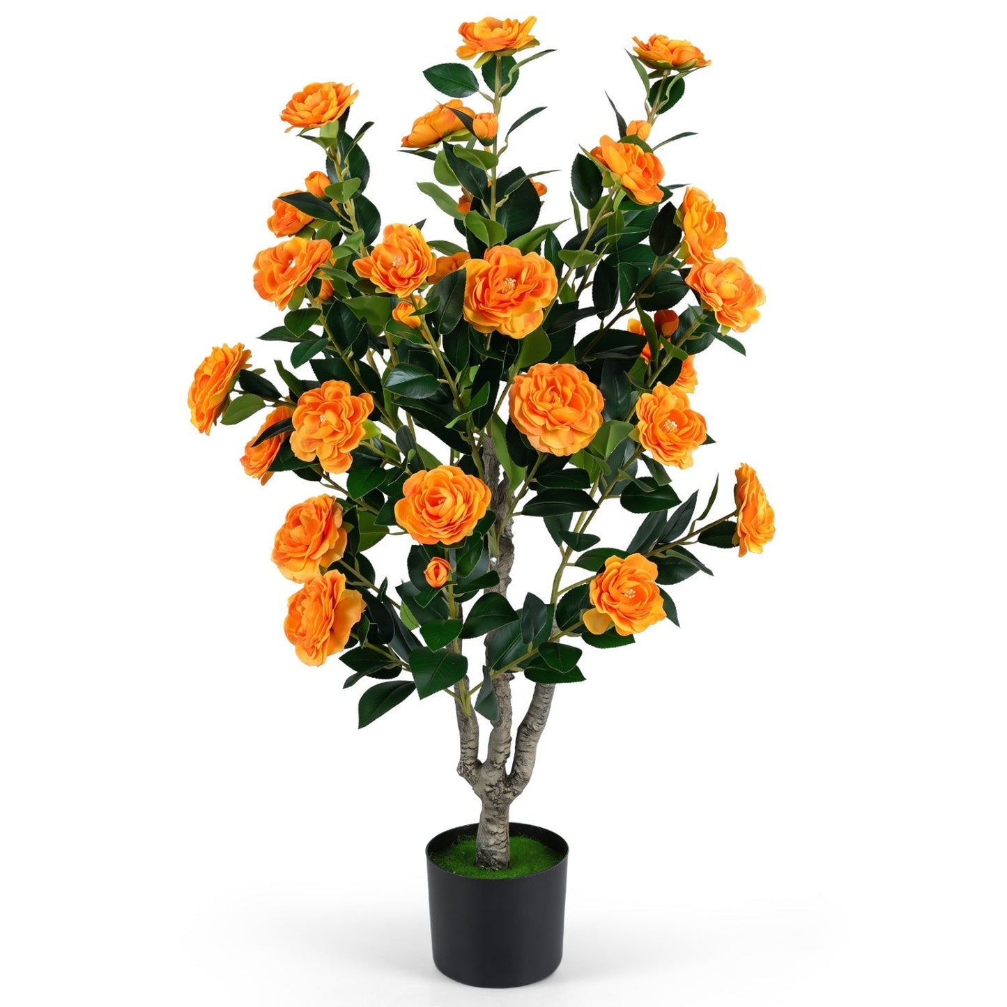 Artificial Camellia Tree 39.5" with Cement Pot