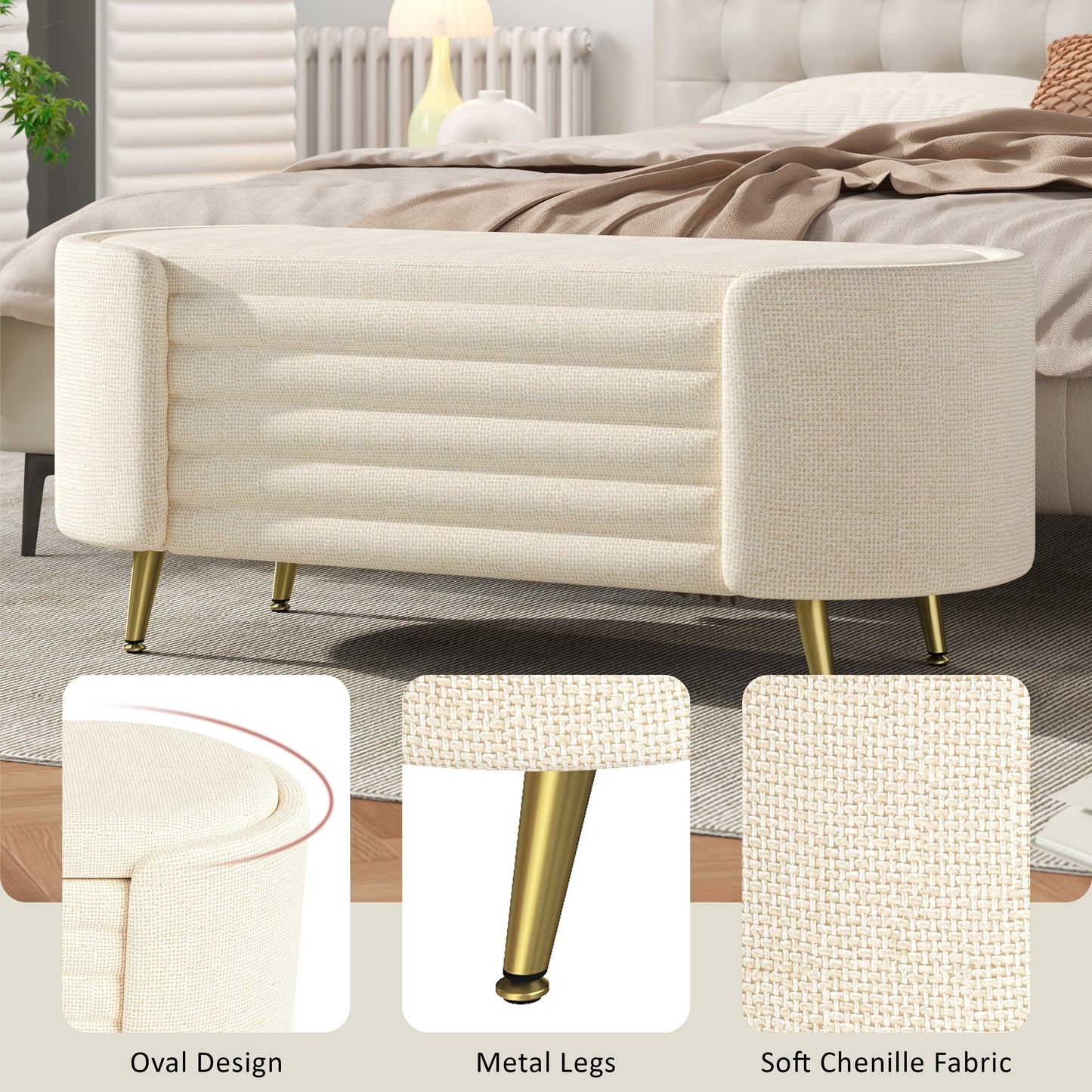 Modern Storage Ottoman Upholstered Storage Bench