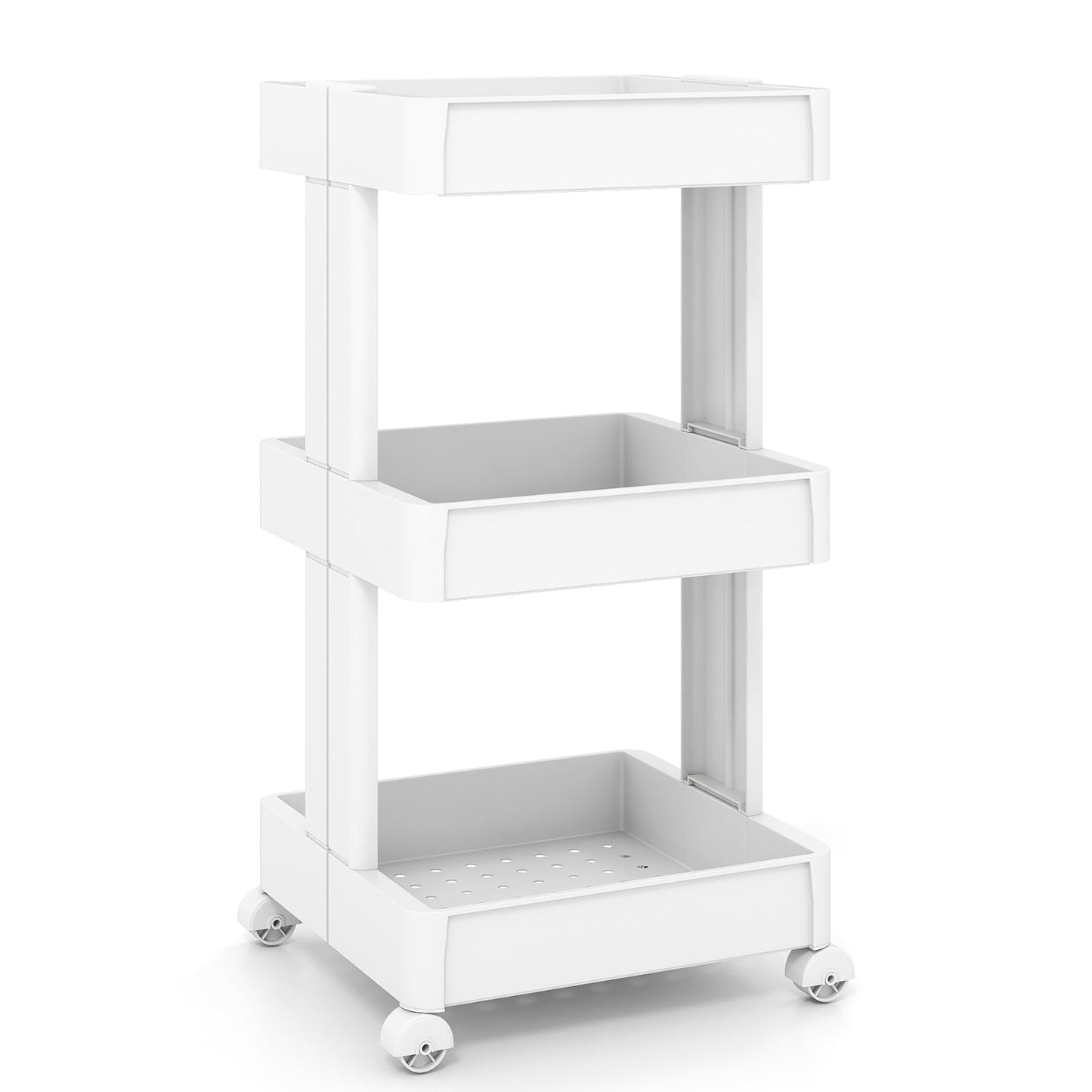 Rolling Utility Cart with Detachable Trays - 3/4 Tier