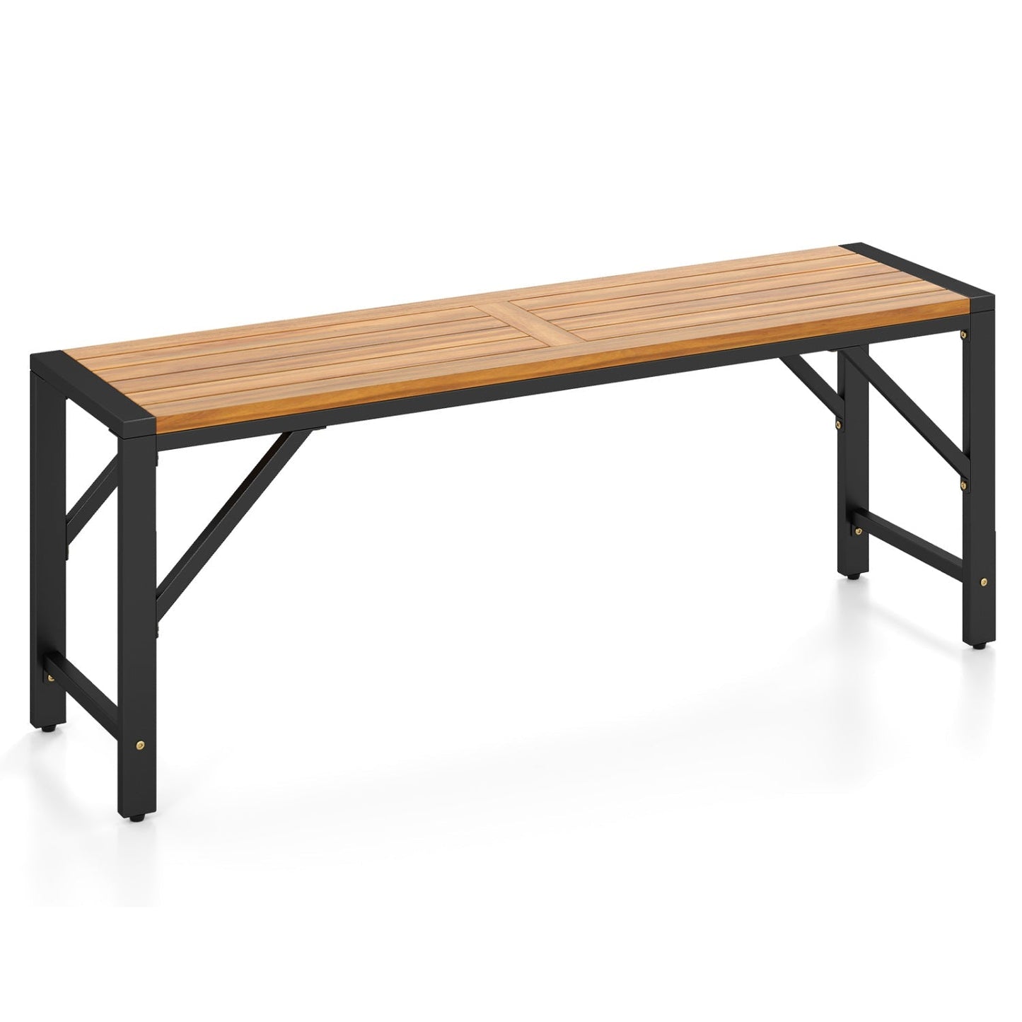 Acacia Wood Outdoor Bench 47.5" with Slatted Seat