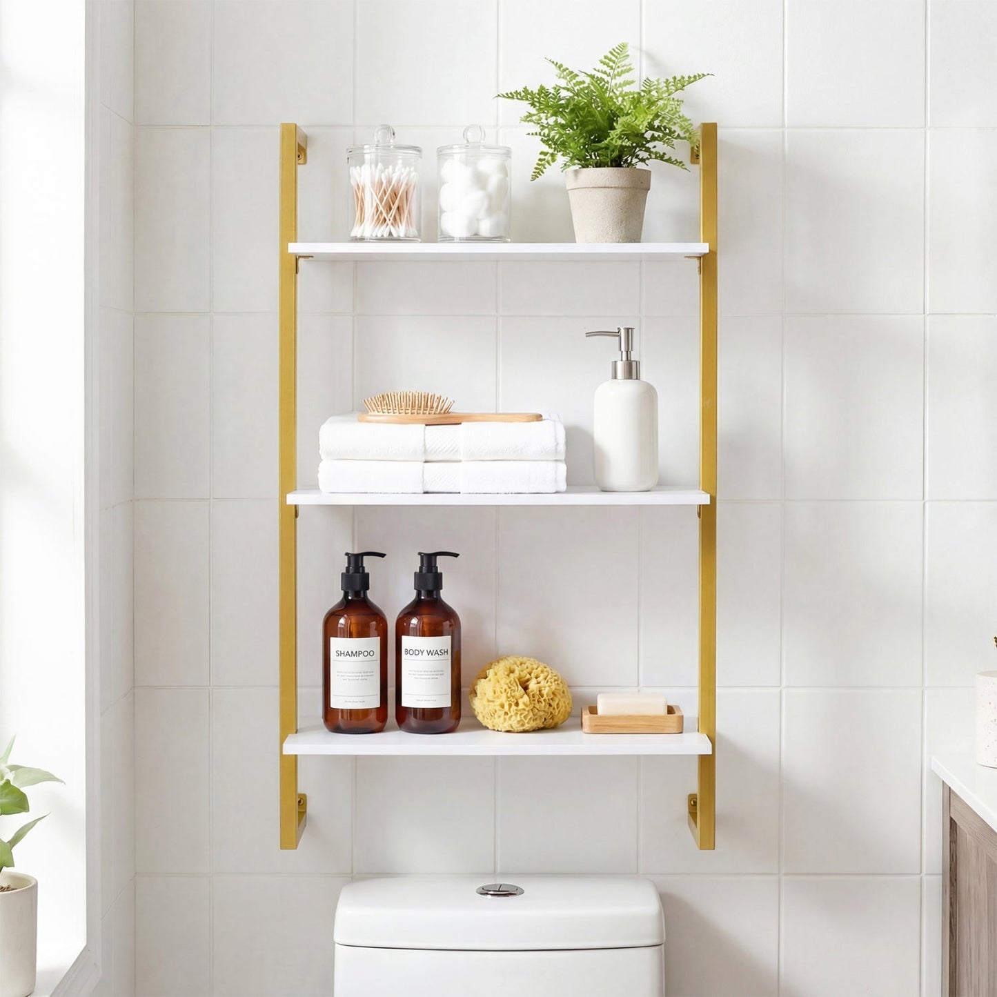 3-Tier Floating Modern Kitchen Shelf for Living Room Home Office and Bathroom