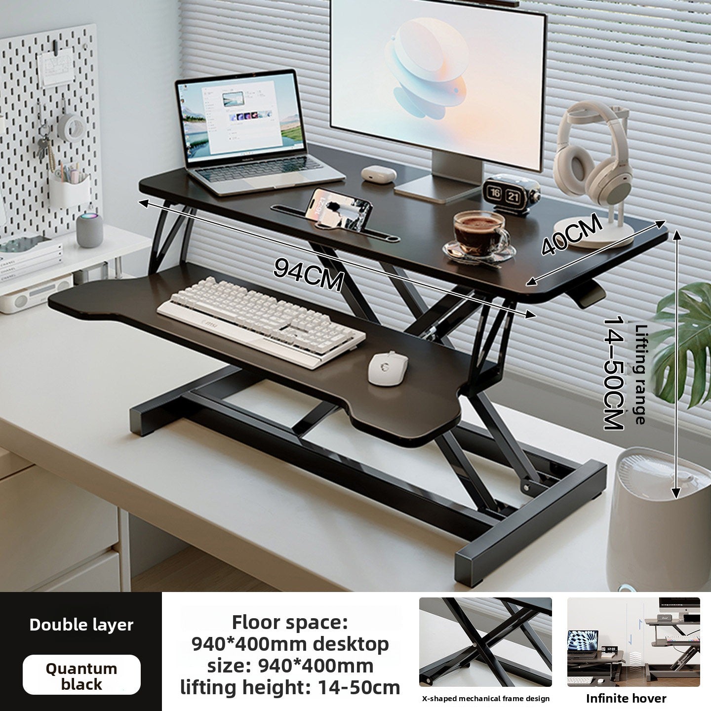 Height Adjustable Desktop Riser Stand