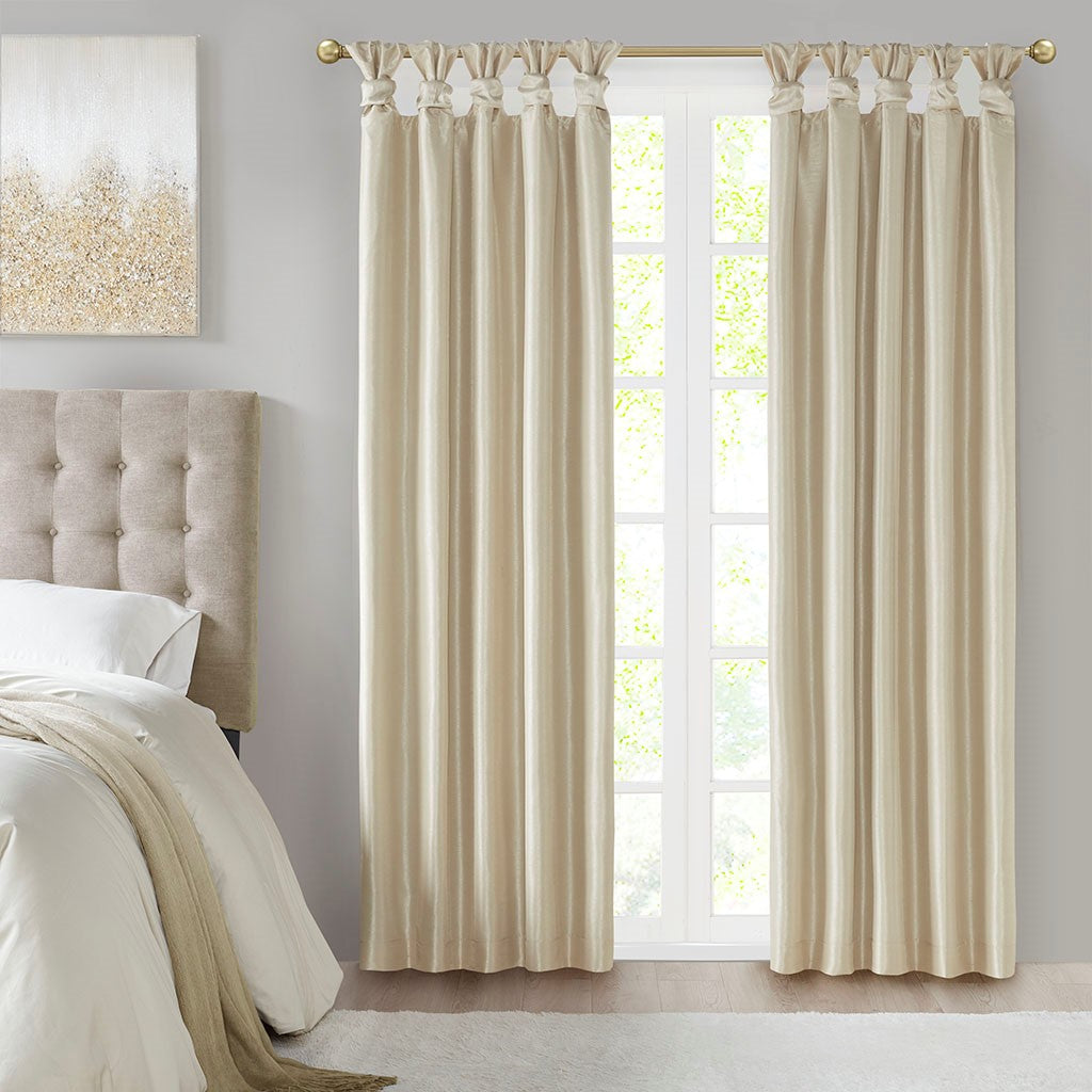 Twist Tab Total Blackout Window Curtain Panel Champagne 50x95"