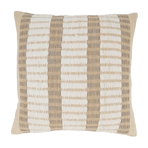 Fennco Styles Natural Striped Design Decorative Throw Pillow Cover 20" W x 20" L - 100% Woven Modern Cushion Case for Home, Couch, Bedroom, Living Room and Office Décor