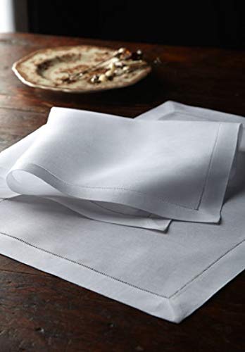 Fennco Styles Basic Collection Classic Handmade Hemstitch Trim Border 100% Pure Linen Tablecloth