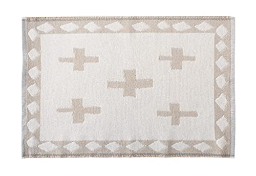 Fennco Styles Reversible Two-Tone Woven Plus Sign Placemats 14”W x 19”L, Set of 4 - Grey Textured Table Mats for Home, Dining Table Décor, Banquets, Holidays