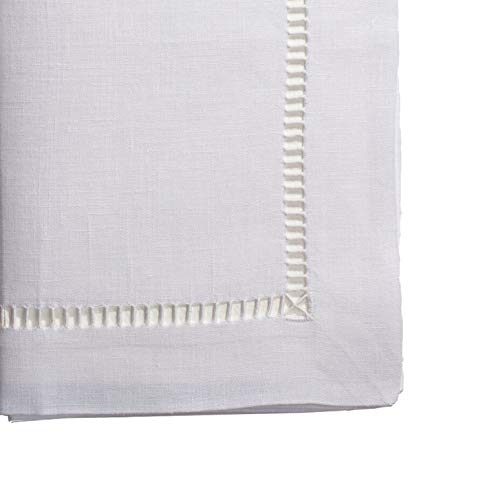 Fennco Styles Basic Collection Classic Handmade Hemstitch Trim Border 100% Pure Linen Tablecloth