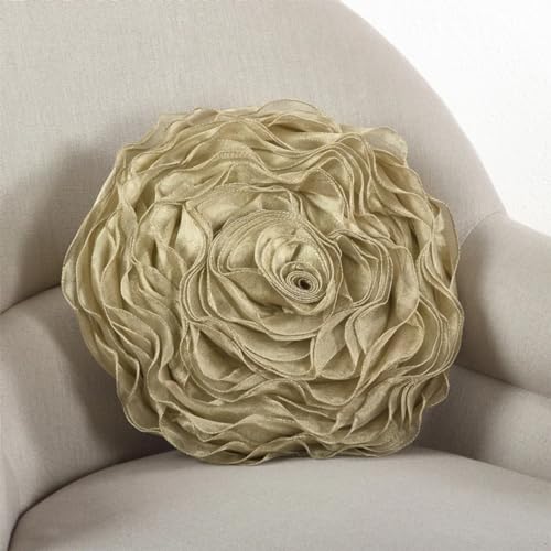 Fennco Styles Hayley Rose Chiffon Flower Decorative Filled Throw Pillow 13-Inch Round