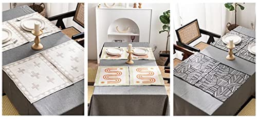Fennco Styles Reversible Two-Tone Woven Plus Sign Placemats 14”W x 19”L, Set of 4 - Grey Textured Table Mats for Home, Dining Table Décor, Banquets, Holidays