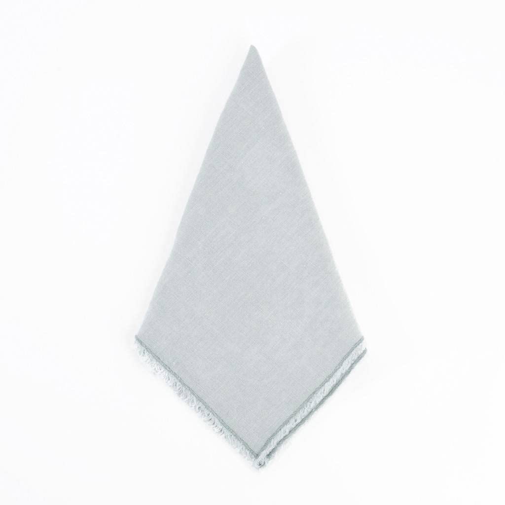 Fennco Styles Classic Stonewashed with Fringe Border 100% Linen Cloth Napkins 20" W X 20" L, Set of 4 – Soft Dinner Napkins for Banquet, Wedding, Special Events and Home Décor