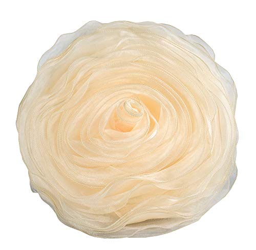 Fennco Styles Hayley Rose Chiffon Flower Decorative Filled Throw Pillow 13-Inch Round