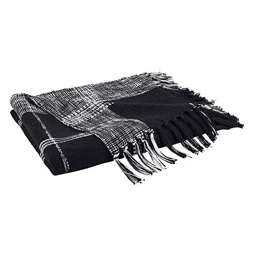 Fennco Styles Luxury Cotton Knit Plaid Modern Tassel 50 x 70 Inch Throw - Throw Blanket for Bed, Couch, Sofa, Home Décor, Ideas