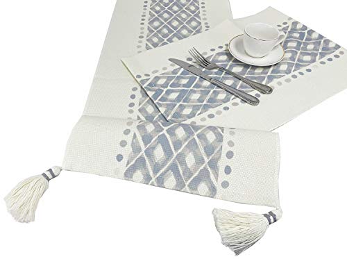 Fennco Styles Diamond Print Braided Cotton Placemats 14" W x 19" L, Set of 4