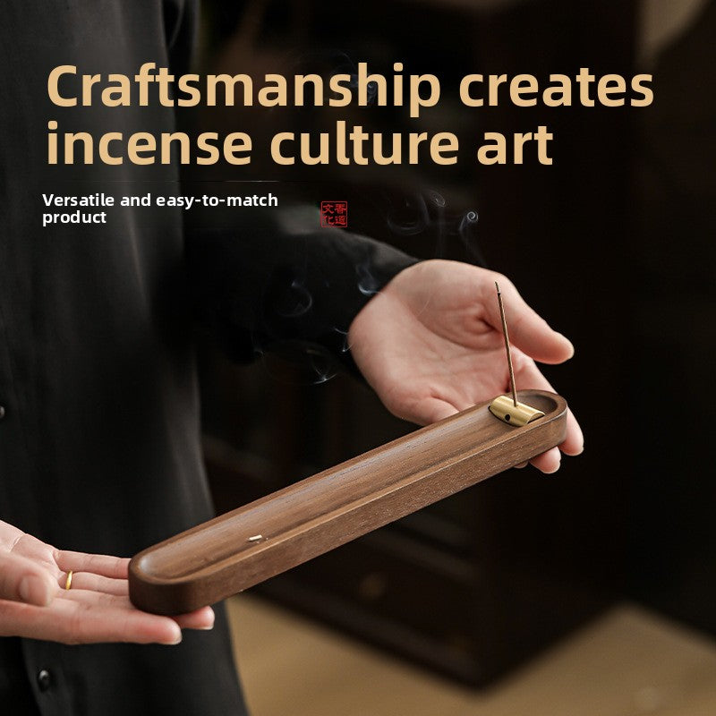 Creative Incense Holder with Three Holes, Made of Solid Walnut Wood