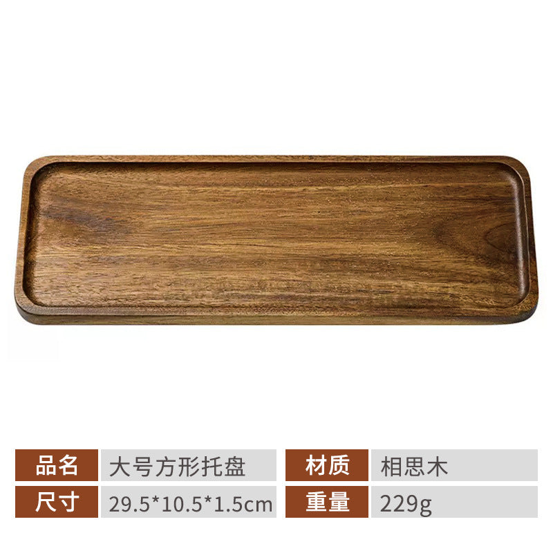 Acacia Wood Tray Japanese-Style Tea Tray Household Solid Wood Dinner Plate Rectangular Coaster Wooden Tray Coffee Shop Cake Candy