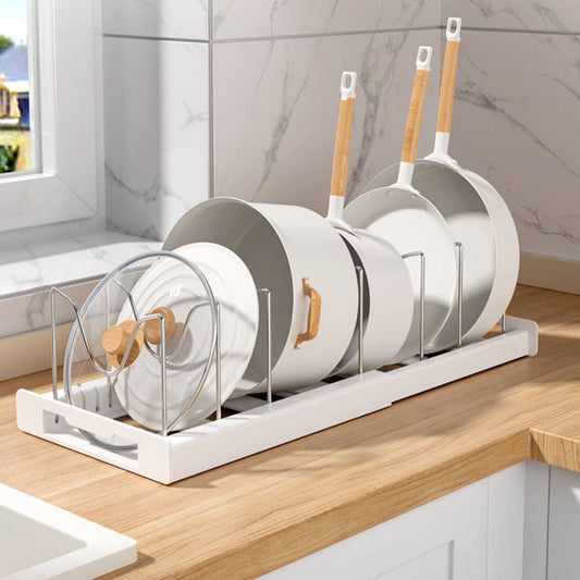Household Multi-Functional Pot Lid Rack, Punch-Free, Extendable Storage And Draining Combo For Pots And Bowls